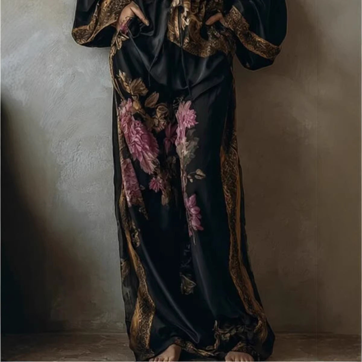 Women’s Floral Kimono Top & Pants Set