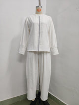 Women’s Contrast Top & Pleated Pants Set