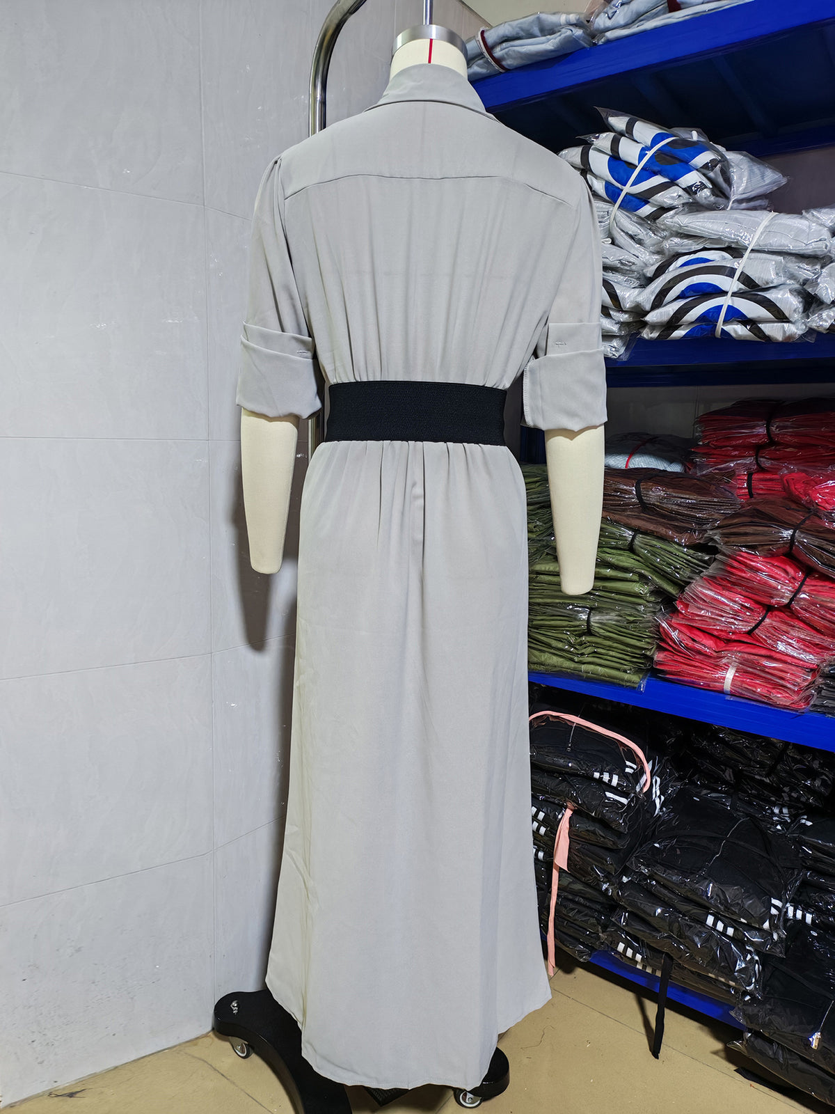 Women’s Button Front Pleated Maxi Dress