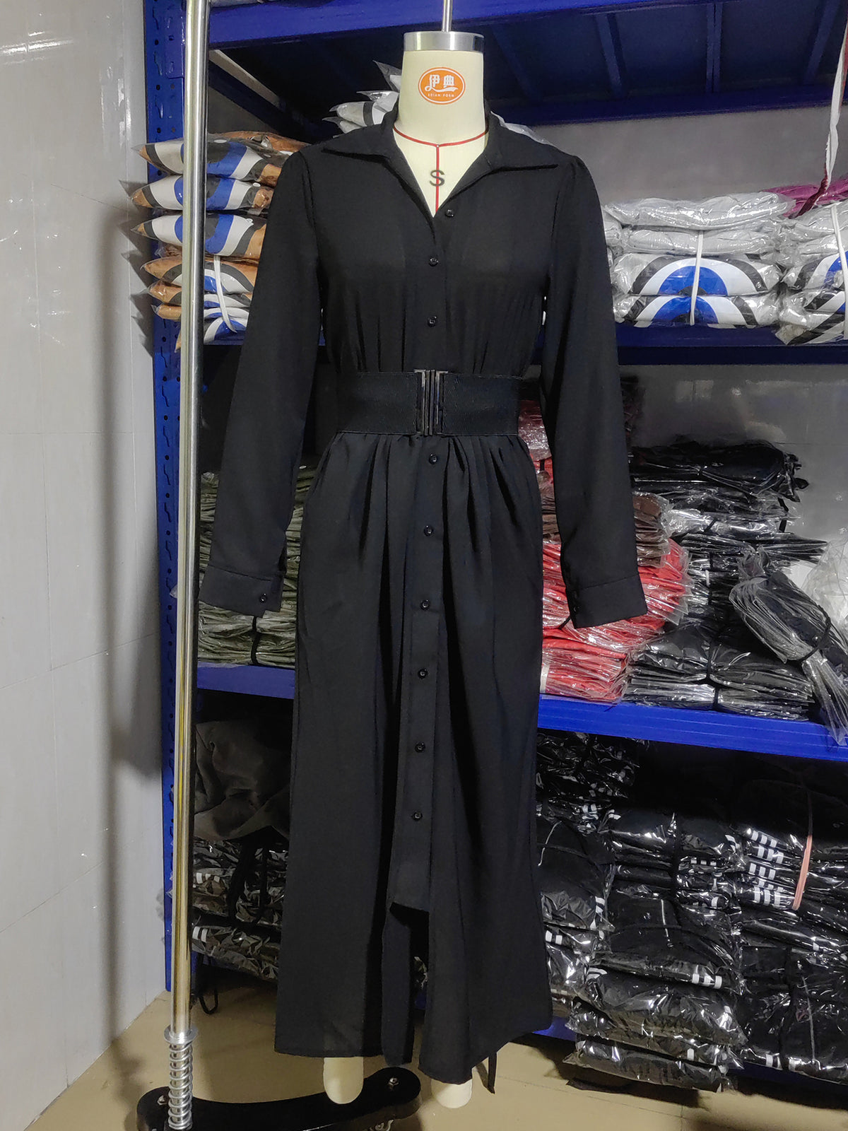 Women’s Button Front Pleated Maxi Dress