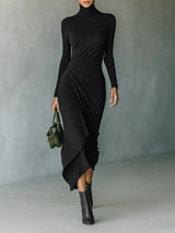 Women’s Ruched Turtleneck Midi Dress