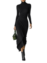 Women’s Ruched Turtleneck Midi Dress