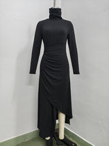 Women’s Ruched Turtleneck Midi Dress