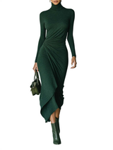 Women’s Ruched Turtleneck Midi Dress