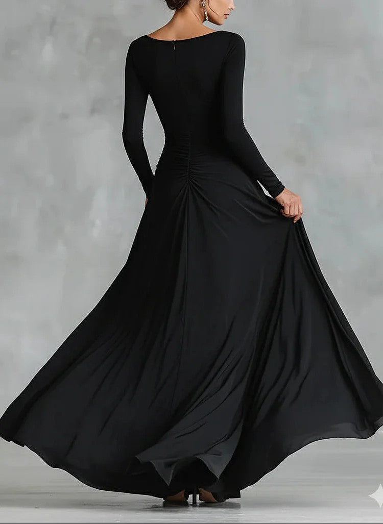 Women’s Ruched Boat Neck Maxi Dress