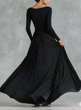 Women’s Ruched Boat Neck Maxi Dress