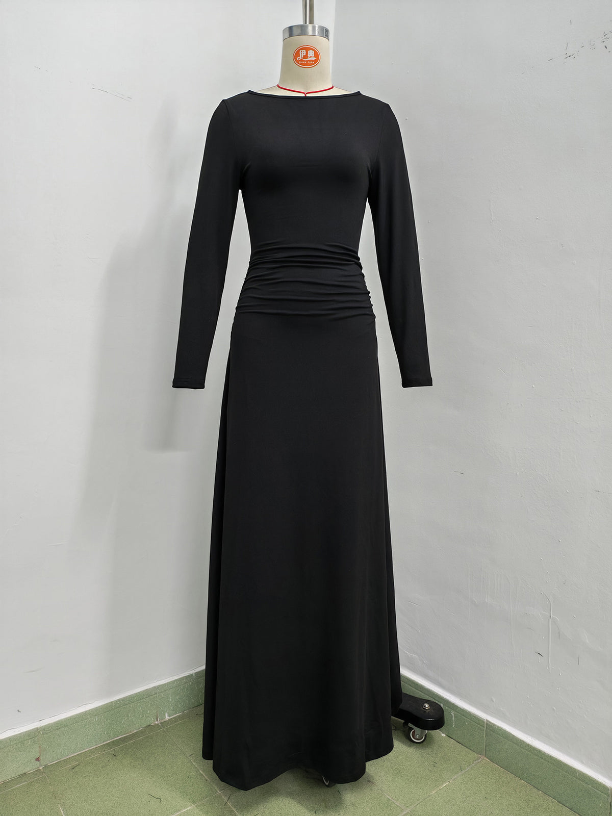 Women’s Ruched Boat Neck Maxi Dress