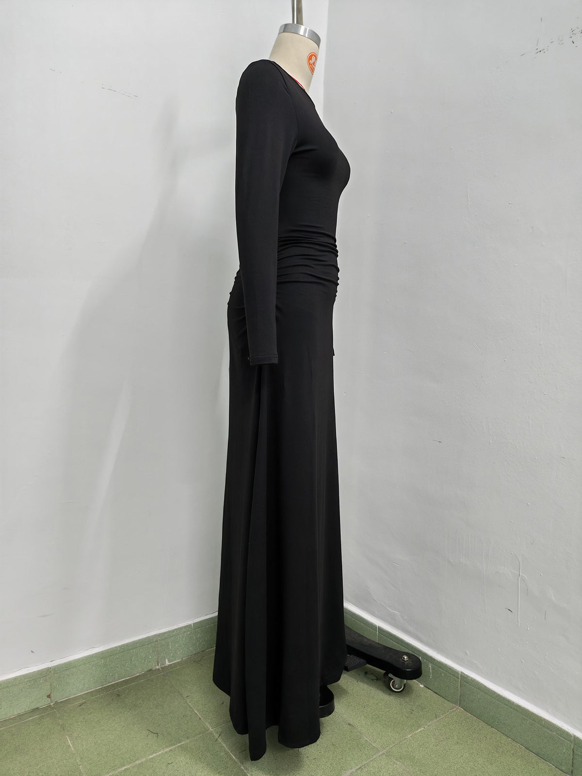 Women’s Ruched Boat Neck Maxi Dress