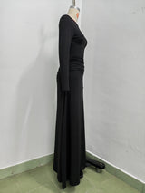 Women’s Ruched Boat Neck Maxi Dress