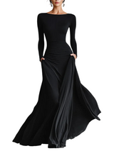 Women’s Ruched Boat Neck Maxi Dress