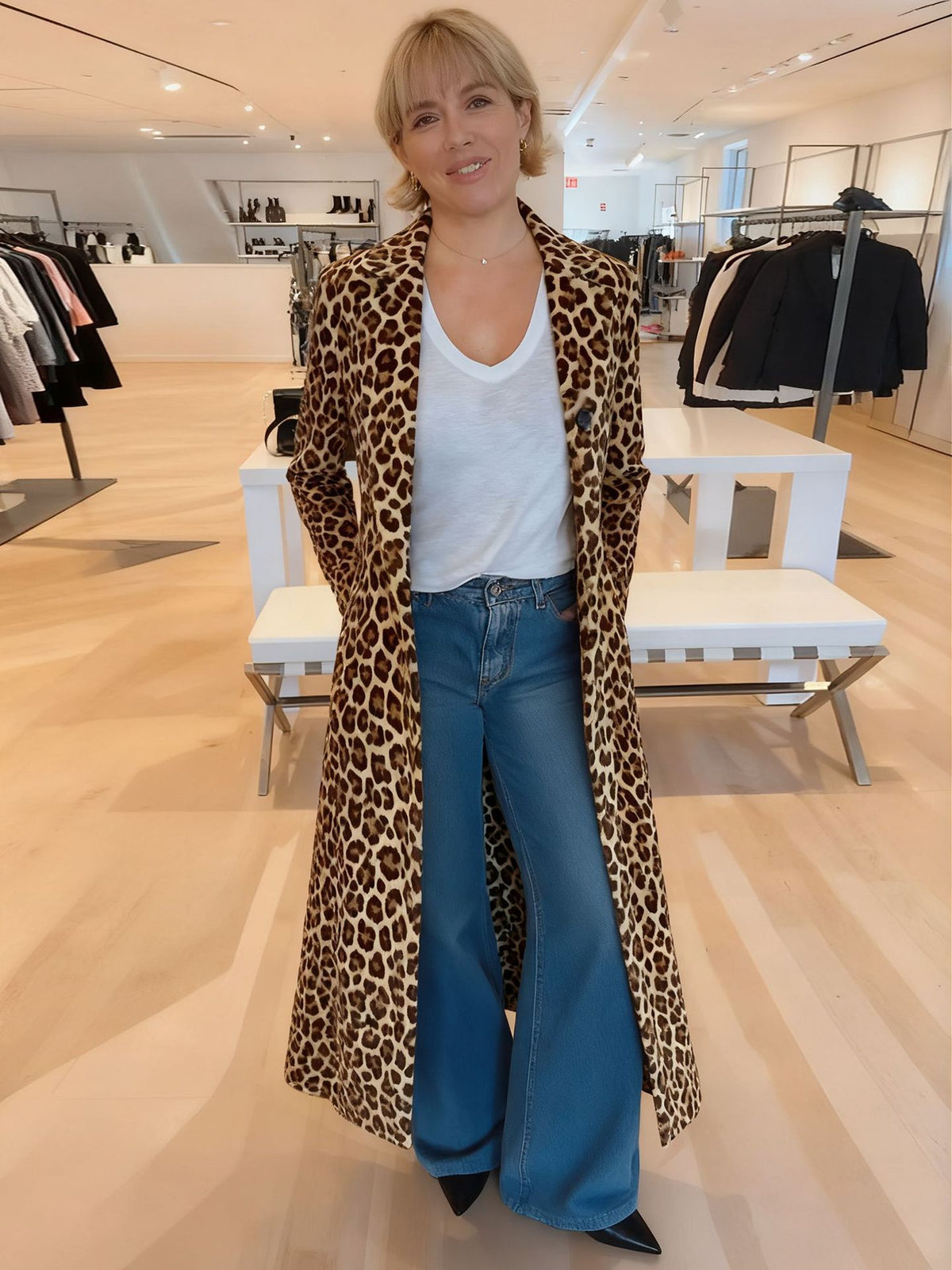 Women’s Animal Print Longline Open Front Jacket