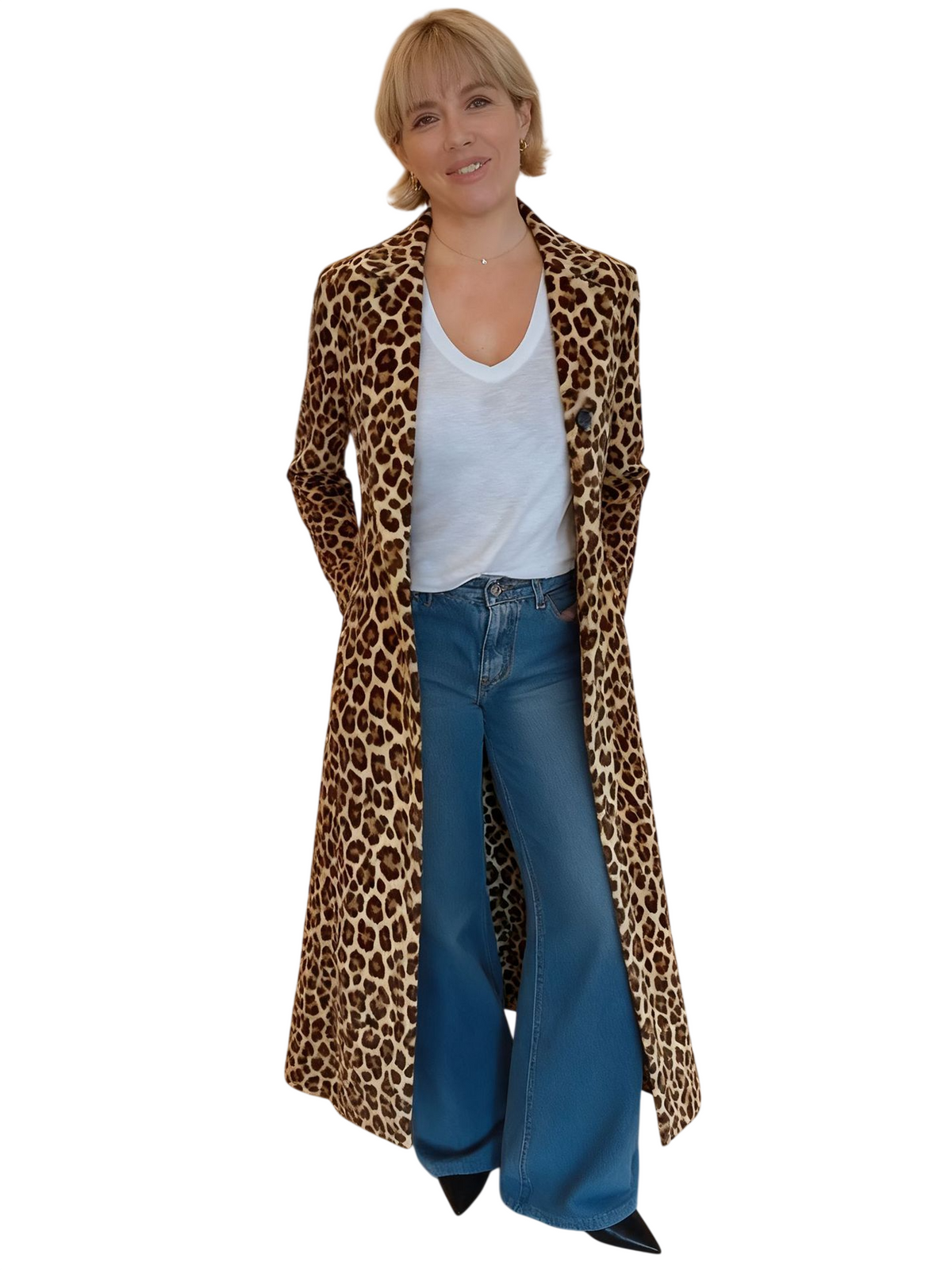 Women’s Animal Print Longline Open Front Jacket