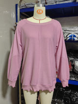 Women’s Off Shoulder Waffle Knit Pullover Top