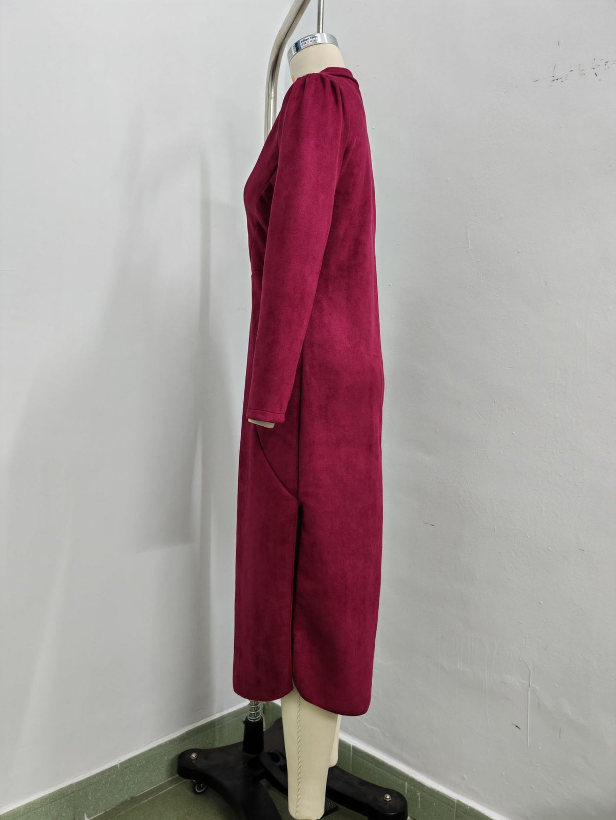 Women’s Satin Lapel Collar Belted Midi Dress