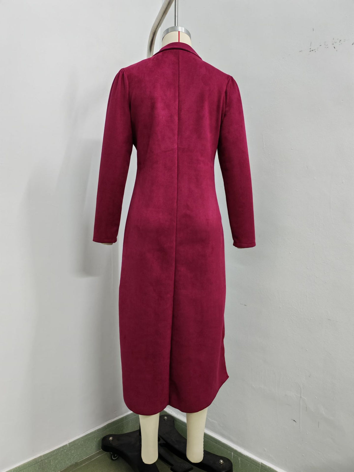Women’s Satin Lapel Collar Belted Midi Dress
