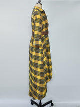 Women’s Plaid Belted Asymmetrical Shirt Dress