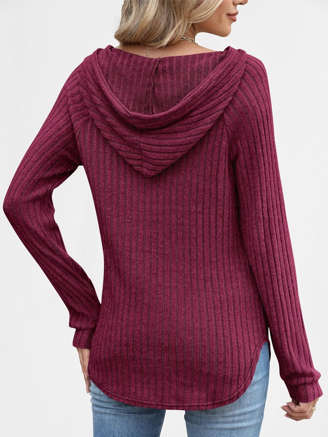 Women’s Ribbed V-Neck Button Front Top