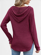 Women’s Ribbed V-Neck Button Front Top