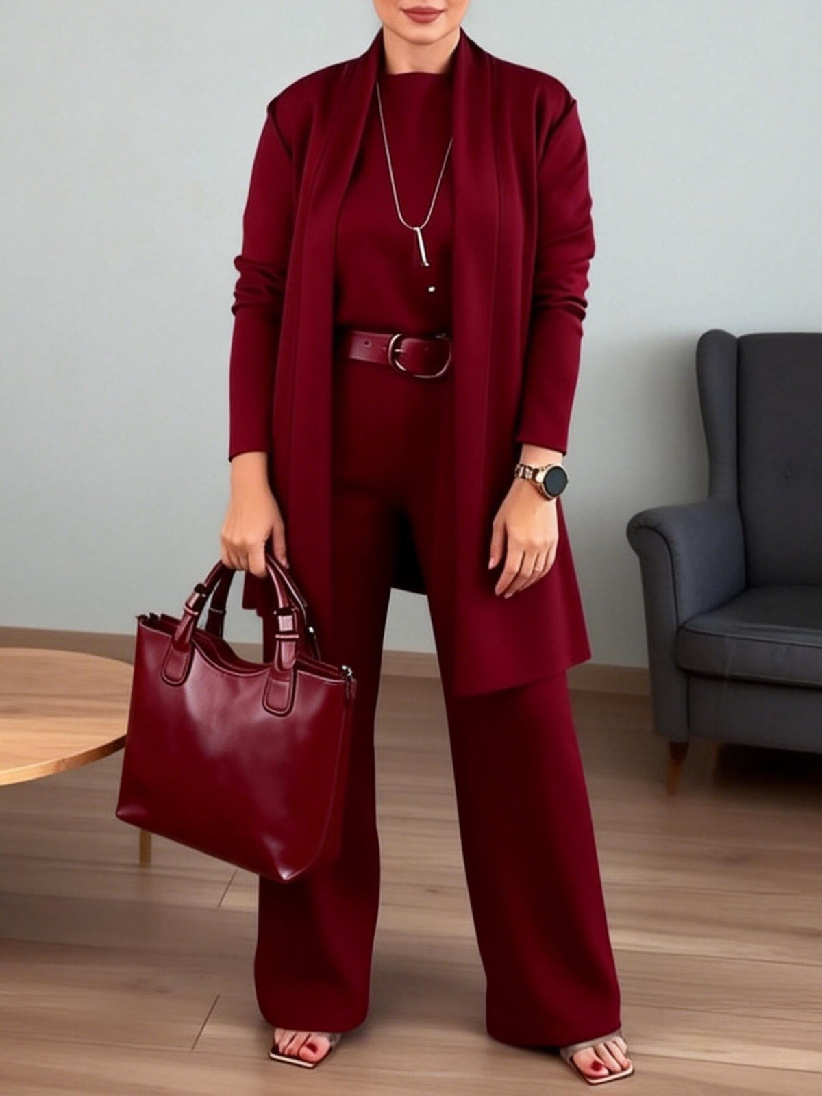 Women’s 3 Piece Cardigan Top & Pants Set