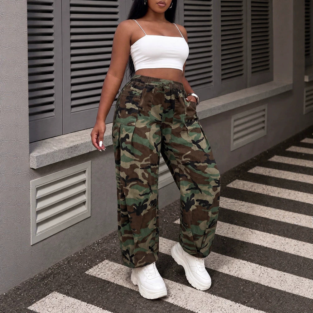 Women’s Camouflage Cargo Wide Leg Pants