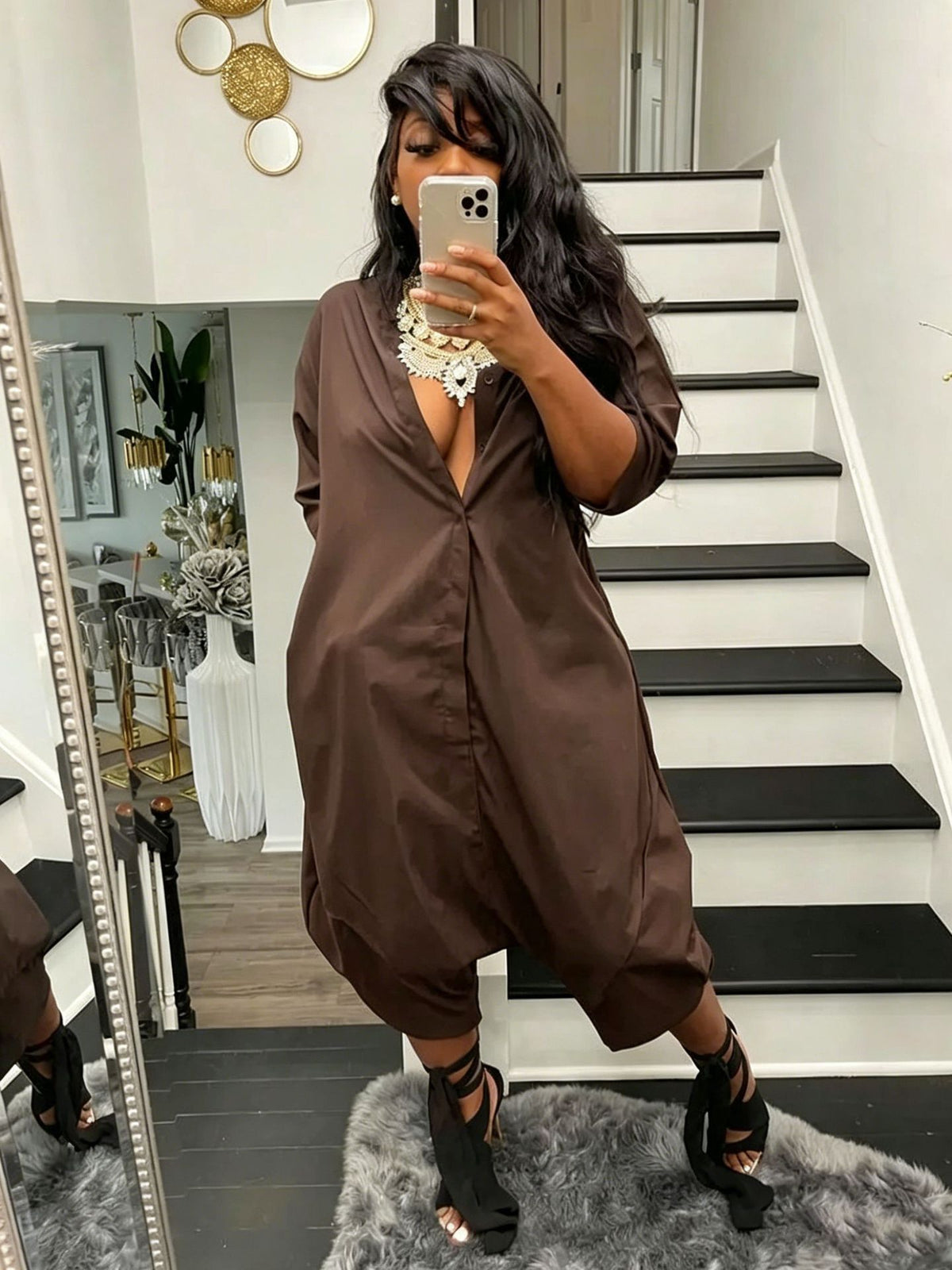 Women’s Relaxed Button Front Romper