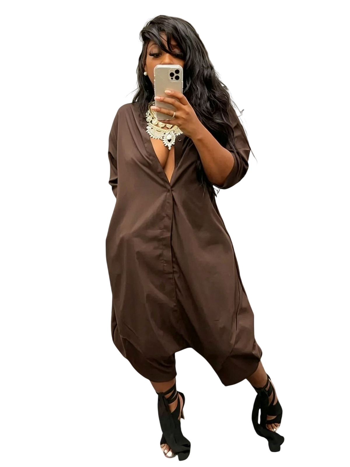 Women’s Relaxed Button Front Romper