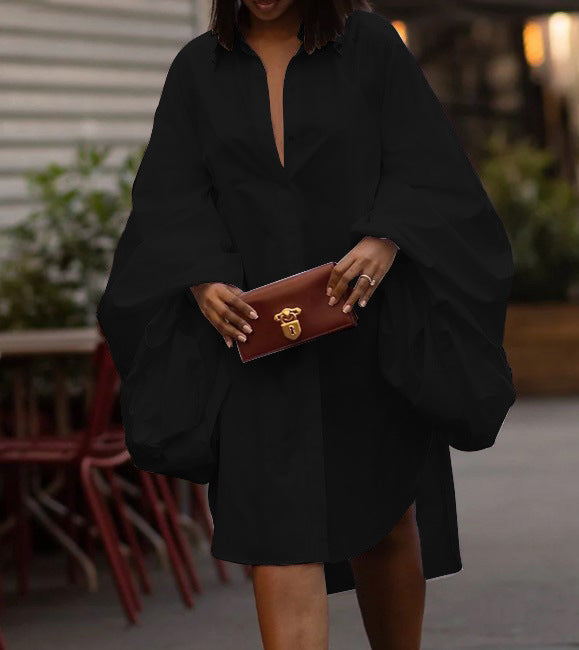 Women’s Oversized Button Front Shirt Dress