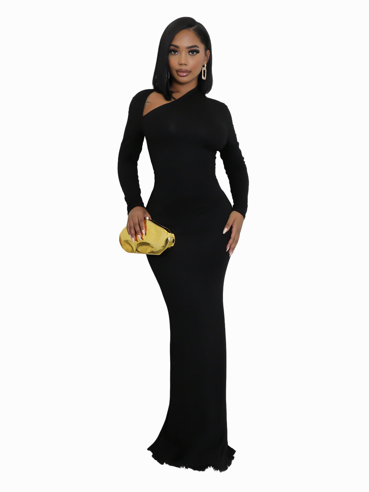 Women’s One Shoulder Long Sleeve Maxi Dress