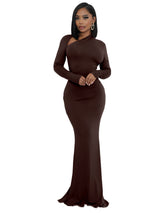 Women’s One Shoulder Long Sleeve Maxi Dress