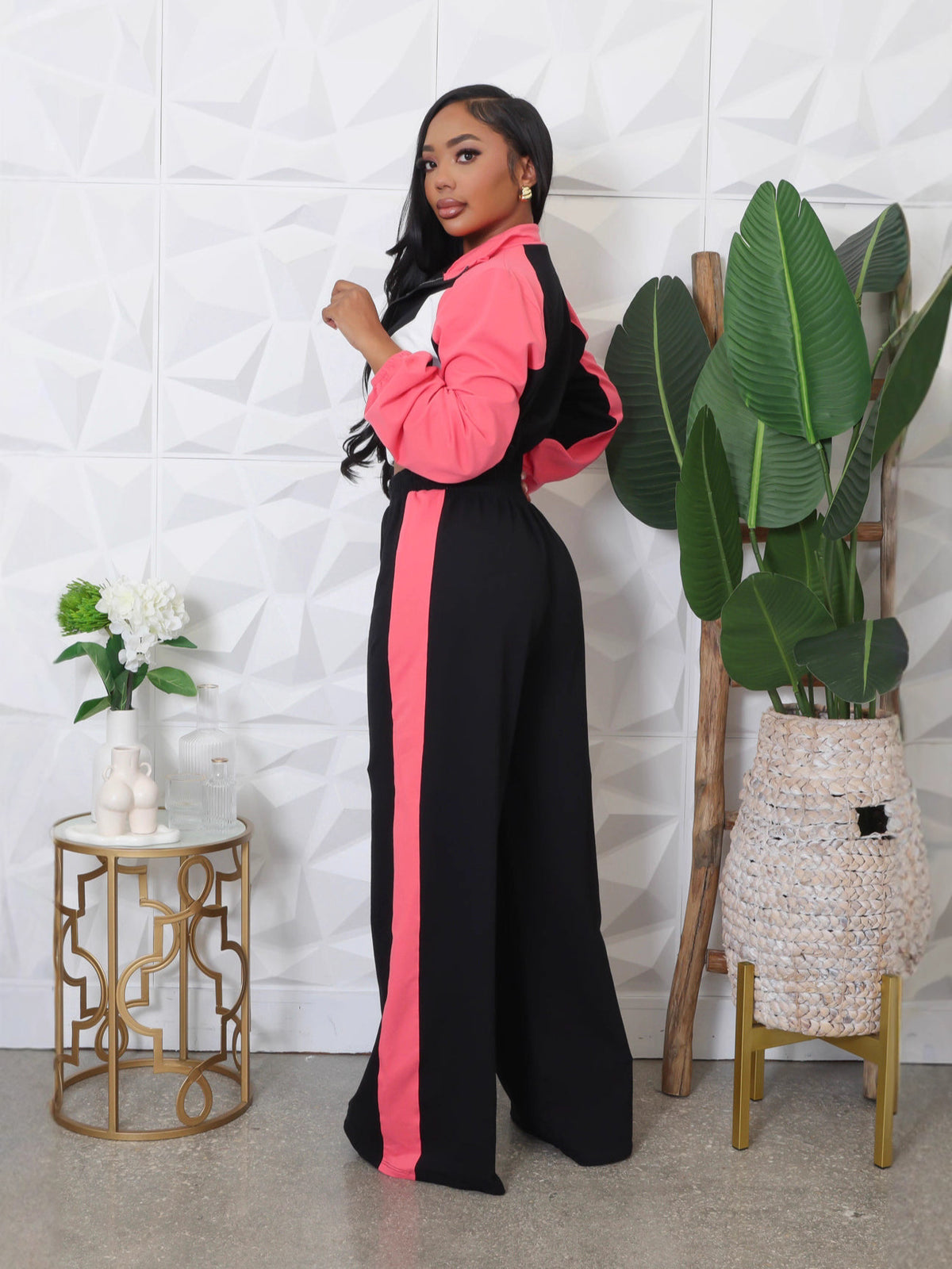 Women’s Color Block Crop Top & Wide Leg Set