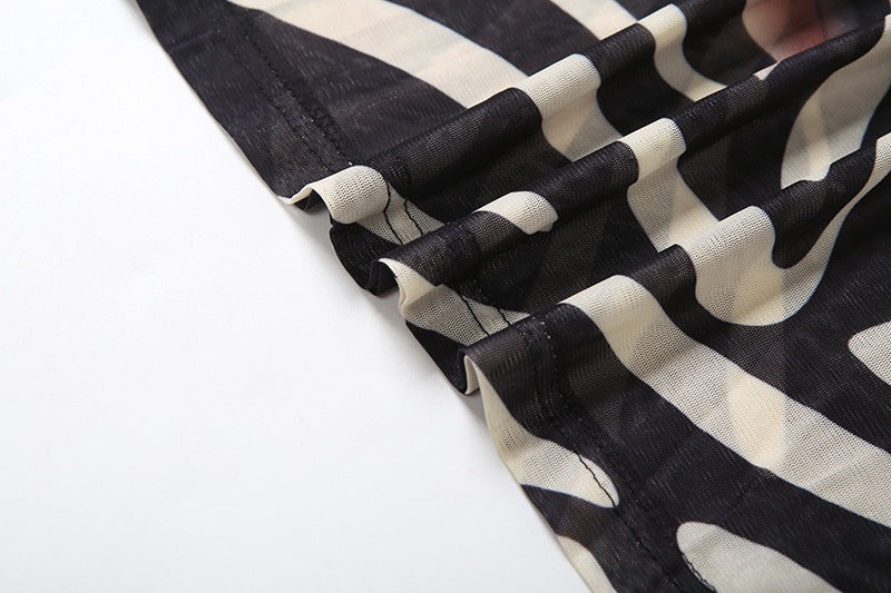 Women’s Zebra Print Sheer Sleeve Maxi Dress