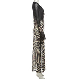 Women’s Zebra Print Sheer Sleeve Maxi Dress