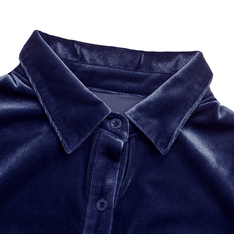 Women’s Velvet Button Front Shirt with Pocket