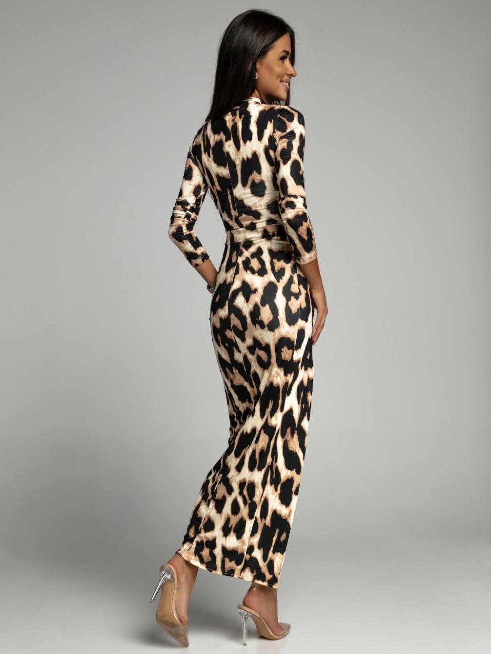 Women’s High Neck Ruched Slit Maxi Dress