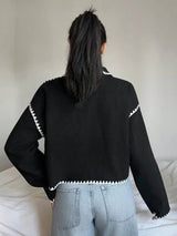 Women’s Cropped Scalloped Trim Button Jacket