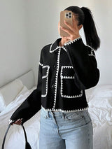Women’s Cropped Scalloped Trim Button Jacket