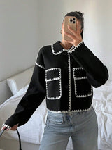 Women’s Cropped Scalloped Trim Button Jacket