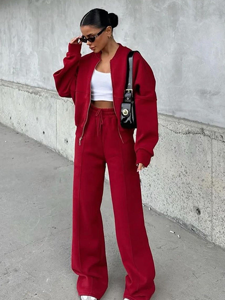 Women’s Cropped Jacket & Wide Leg Pants Set