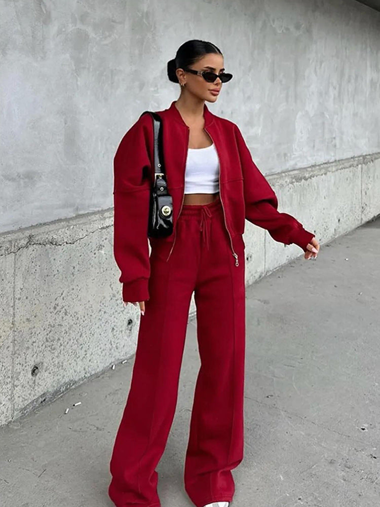 Women’s Cropped Jacket & Wide Leg Pants Set
