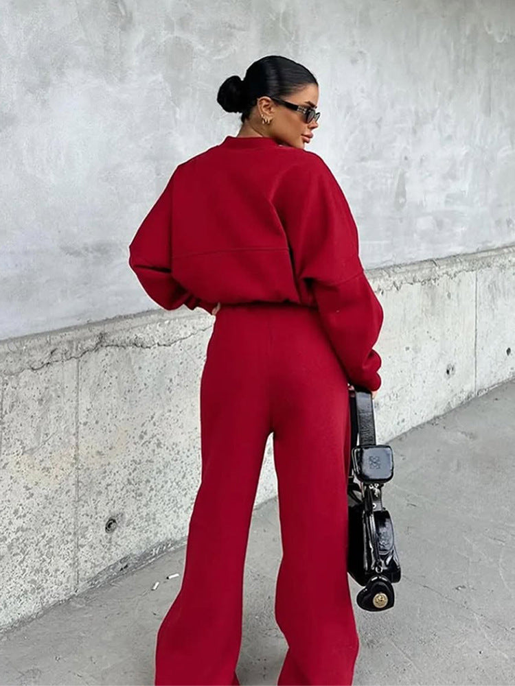 Women’s Cropped Jacket & Wide Leg Pants Set