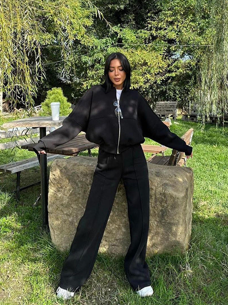 Women’s Cropped Jacket & Wide Leg Pants Set