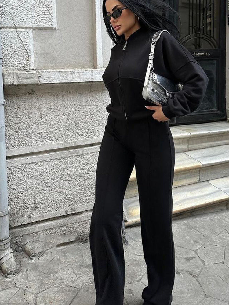 Women’s Cropped Jacket & Wide Leg Pants Set