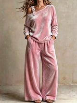 Women’s Velvet Off Shoulder Wide Leg Set