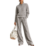 Women’s Leopard Print Zip Jacket Pants Set