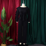 Women’s Ruffle Peplum Top & Wide Leg Pants Set