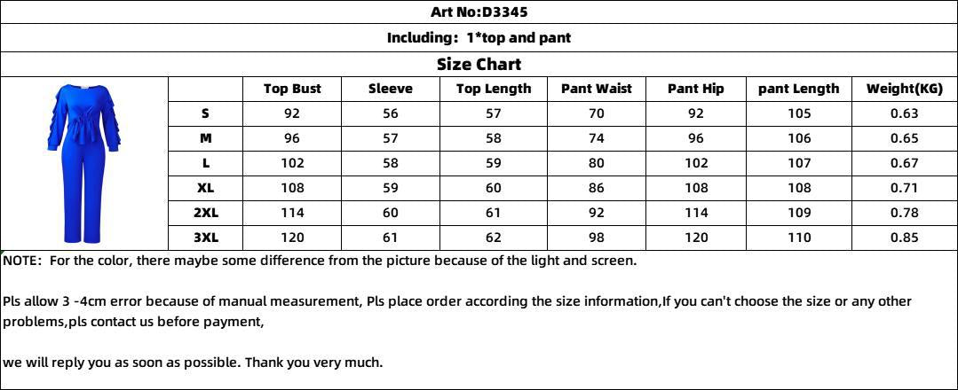 Women’s Ruffle Peplum Top & Wide Leg Pants Set
