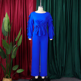 Women’s Ruffle Peplum Top & Wide Leg Pants Set