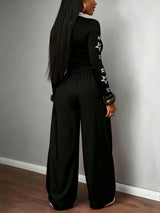 Women’s Graphic Crop Top & Wide Leg Pants Set