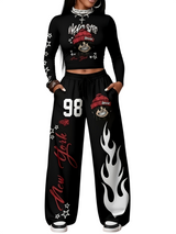 Women’s Graphic Crop Top & Wide Leg Pants Set