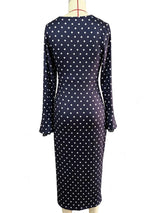 Women’s Polka Dot Lace Trim Wrap Midi Dress